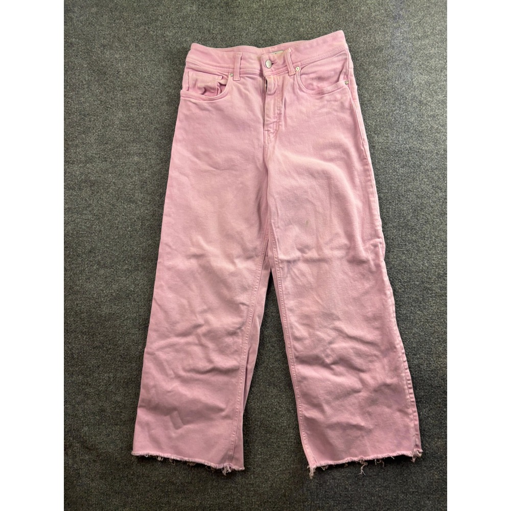 Mavi Wide Leg Jeans Women Size 28 Pink Raw Hem High Rise Denim